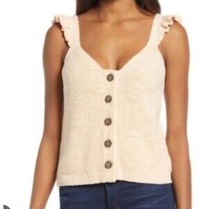Madewell Ruffled Crochet Sweater Tank Top Sleeveless Open Knit Boho Size XXL